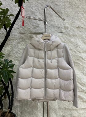 欧洲站95白鸭绒百搭针织拼接保暖羽绒服外套2026冬款潮女665 安