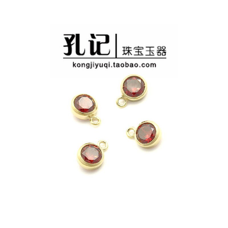 孔记 美国14K包金配件 圆形锆石吊坠 挂件 手链项链吊坠 DIY材料
