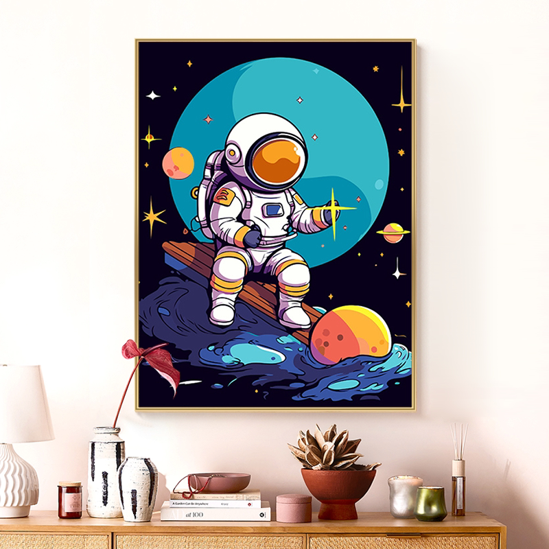 十字绣2024新款线绣客厅餐厅太空宇航员简单自己手工小件高级感