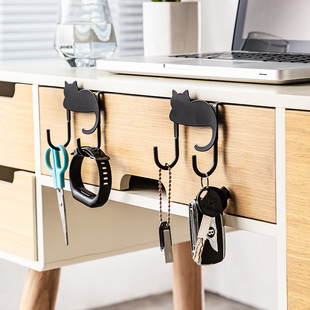 创意橱柜门挂钩铁艺门后挂钩厨房抽屉柜门衣钩免打孔置物可爱挂架