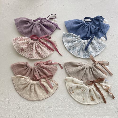 婴儿棉纱围嘴春秋季男女宝宝可爱超萌公主洋气口水巾新生儿吐奶巾