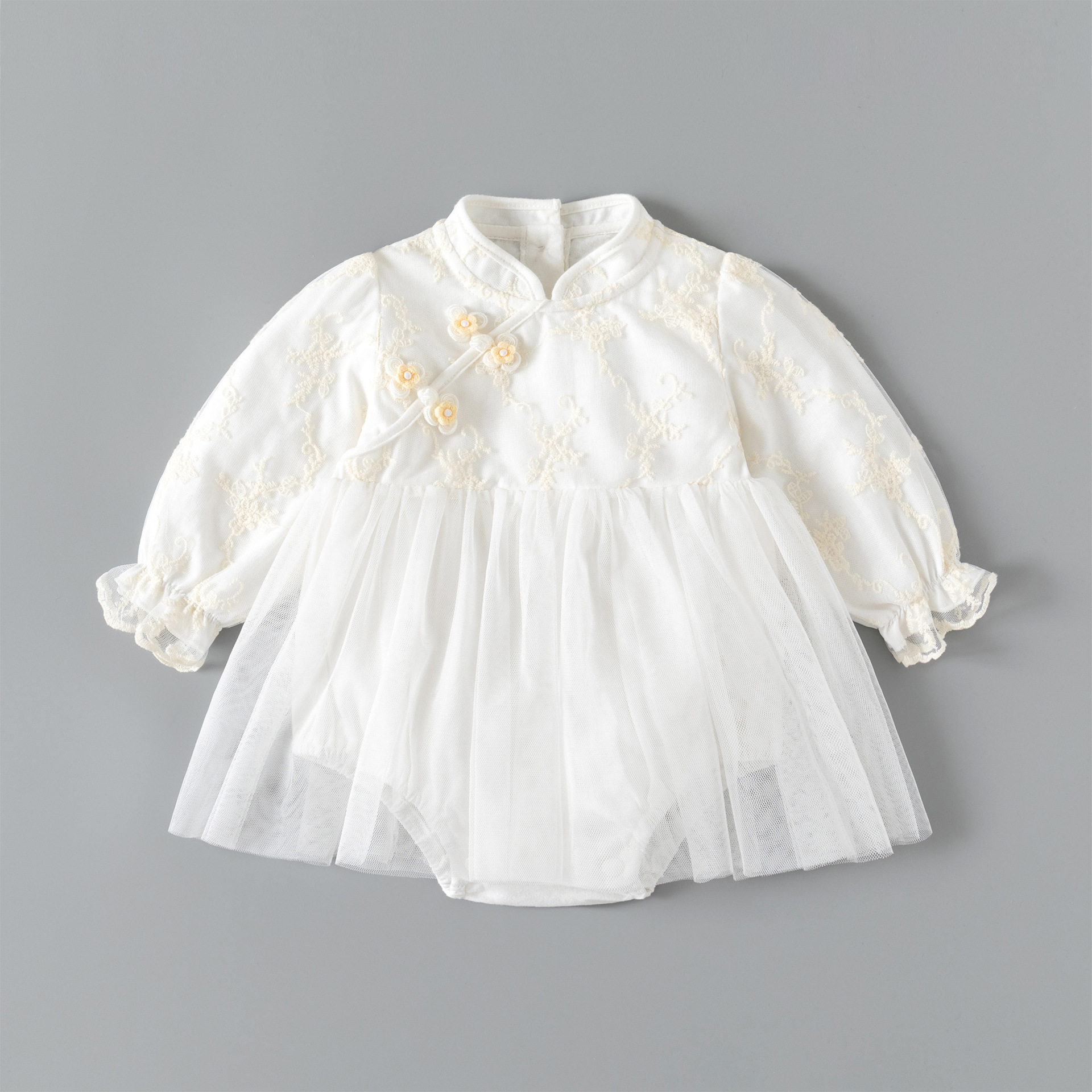 婴儿旗袍包屁衣春秋季女宝宝满月哈衣裙新生儿百天周岁生日礼服裙