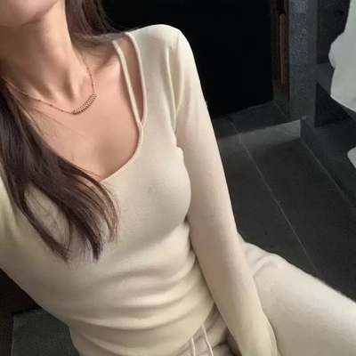 全羊毛性感打底衫修身显瘦针织衫