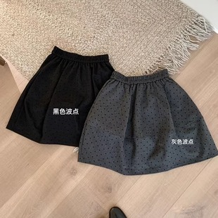 韩系松紧腰毛呢花苞半身裙女秋冬高腰显瘦百搭小个子A字裙短裙
