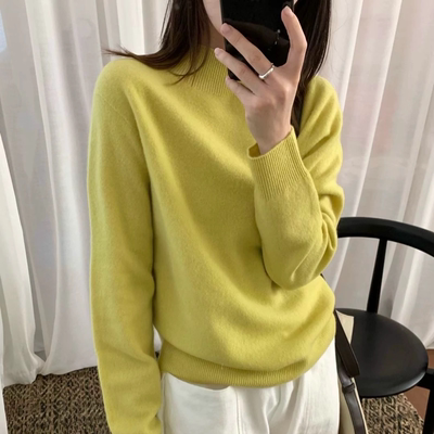 冬款全羊毛半高领针织衫打底毛衣