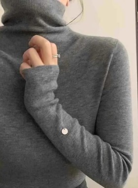 实体店同款  经典bi入款！100%羊毛高领针织衫女软糯质感打底上衣