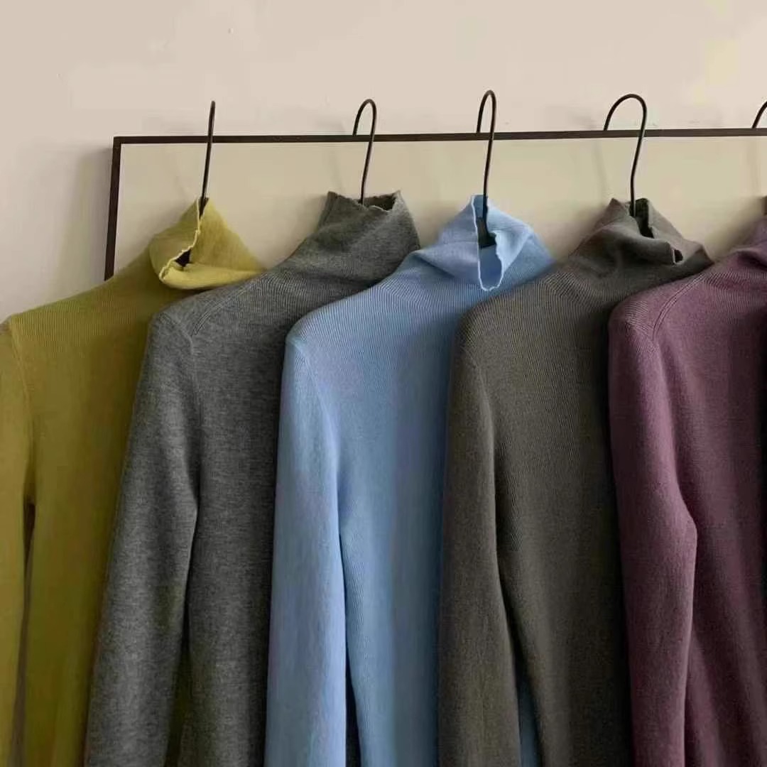 韩系高领针织衫堆堆领羊毛打底衫