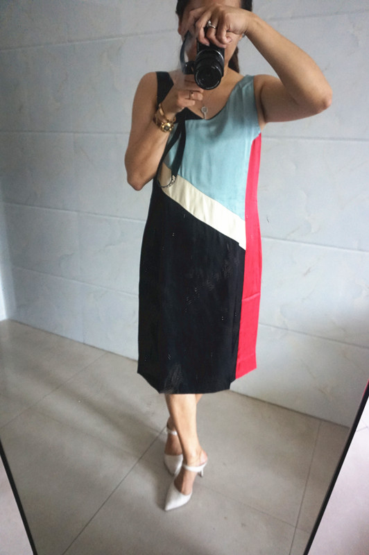 2017早春新款 西班牙纯原 撞色铜氨丝修身显瘦连衣裙 大小码