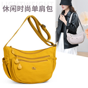 跨境新款女士单肩包休闲百搭多口袋饺子包女大容量轻便旅行斜挎包