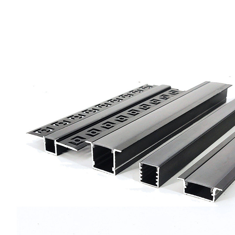 黑色铝合金灯槽嵌入式u型灯带卡槽led铝材黑色面罩装饰线条灯