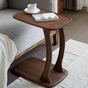 北欧简约黑胡桃实木边几沙发角几新款客厅小茶几创意高端设计边几