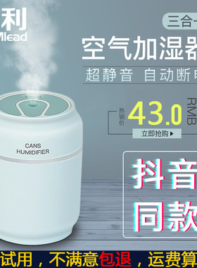 车载补水迷你加湿器家用静音暖气房USB易拉罐自动断电夜灯加湿器