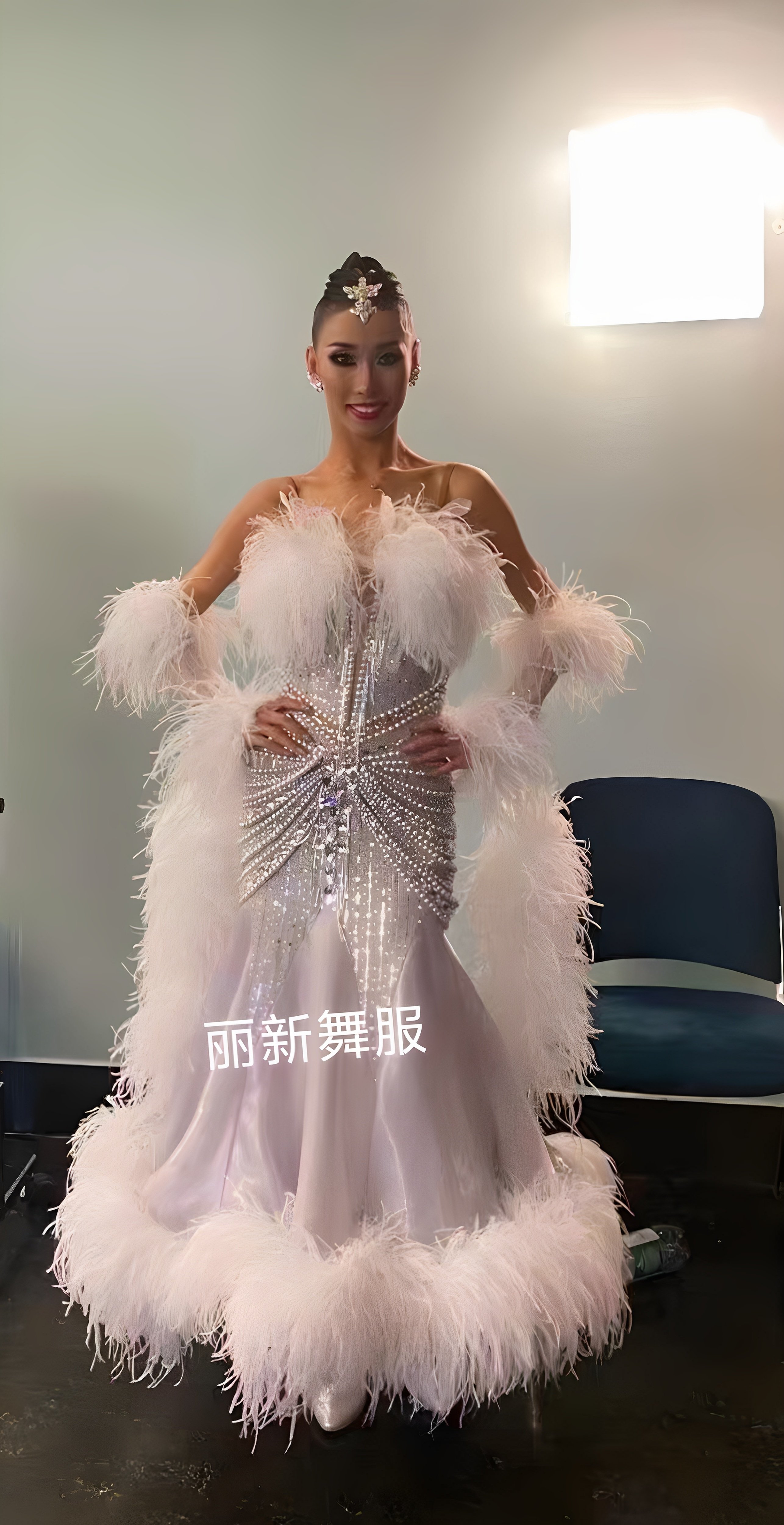 丽新舞服摩登舞裙新款交谊舞大摆连衣裙华尔兹探戈国标舞比赛演出