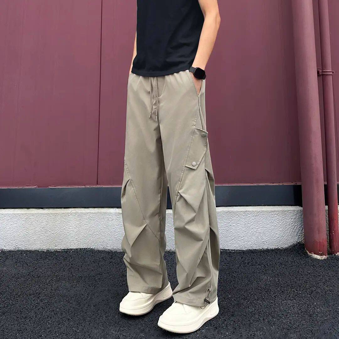 春夏复古休闲裤男女同款工装裤休闲男裤潮裤子美式百搭设计感长裤