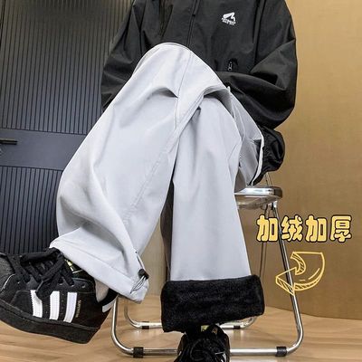 加绒冲锋裤女防水防风裤子秋冬季大码工装裤宽松直筒休闲运动长裤