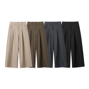 宽松长裤 抗皱免垂顺感男士 直筒阔腿裤 春夏男装 美式 休闲裤 弯刀西裤