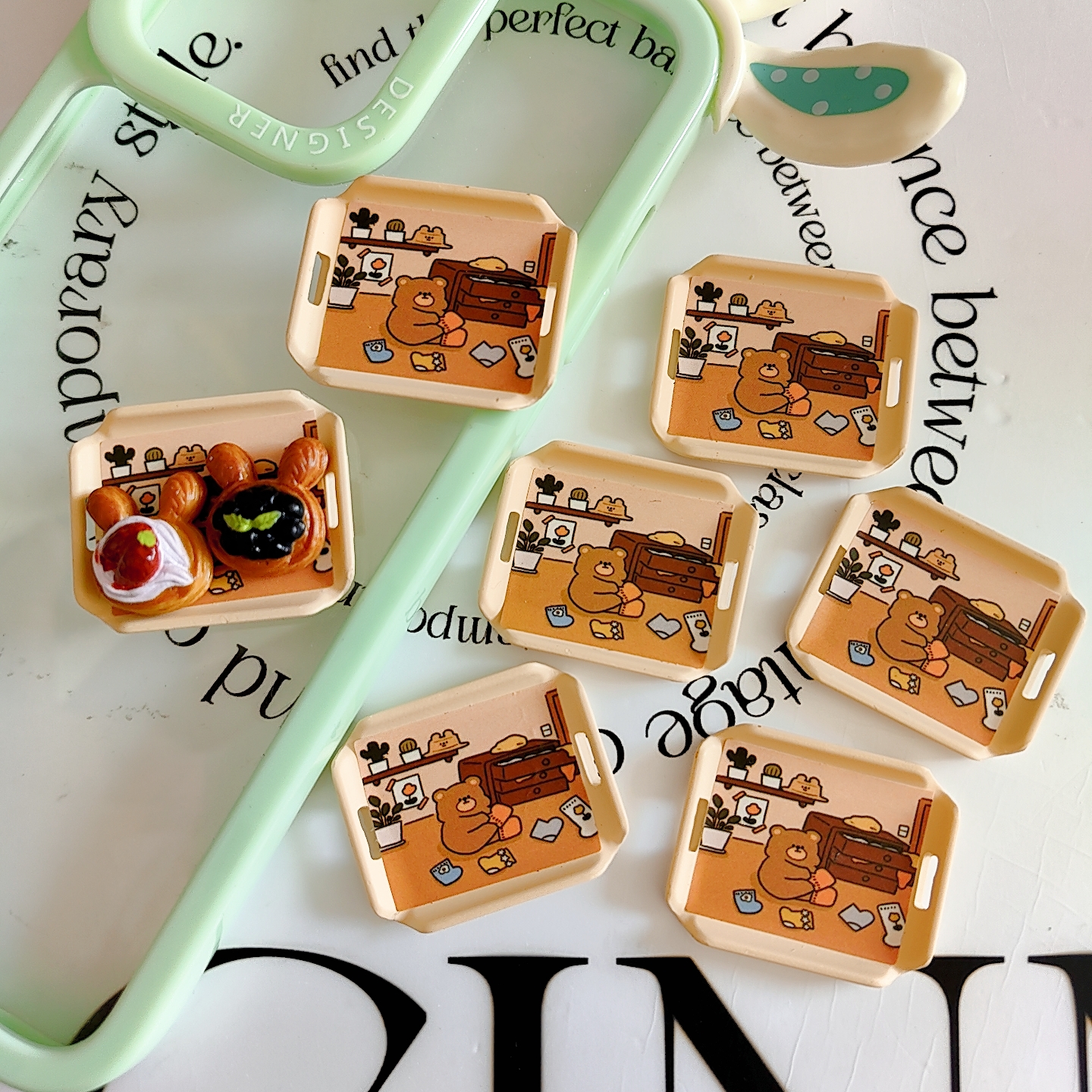 散货 食玩小熊盘子 小熊是贴纸贴上的 质感很好的贴纸