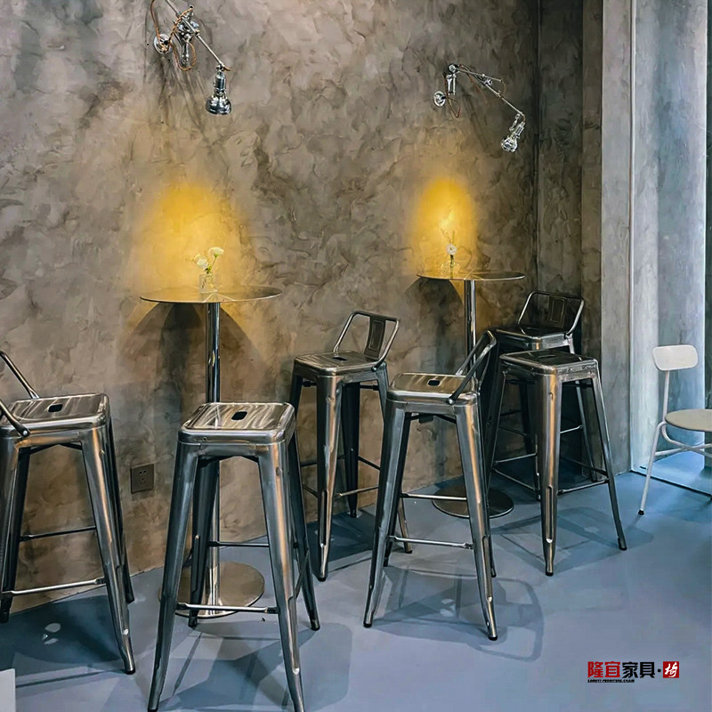 隆宜家具商用工业风高脚桌椅组合