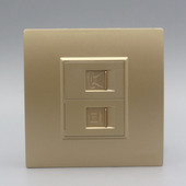 香槟色86型电脑电话插座面板香槟金超五类网络网线加语音电话插座