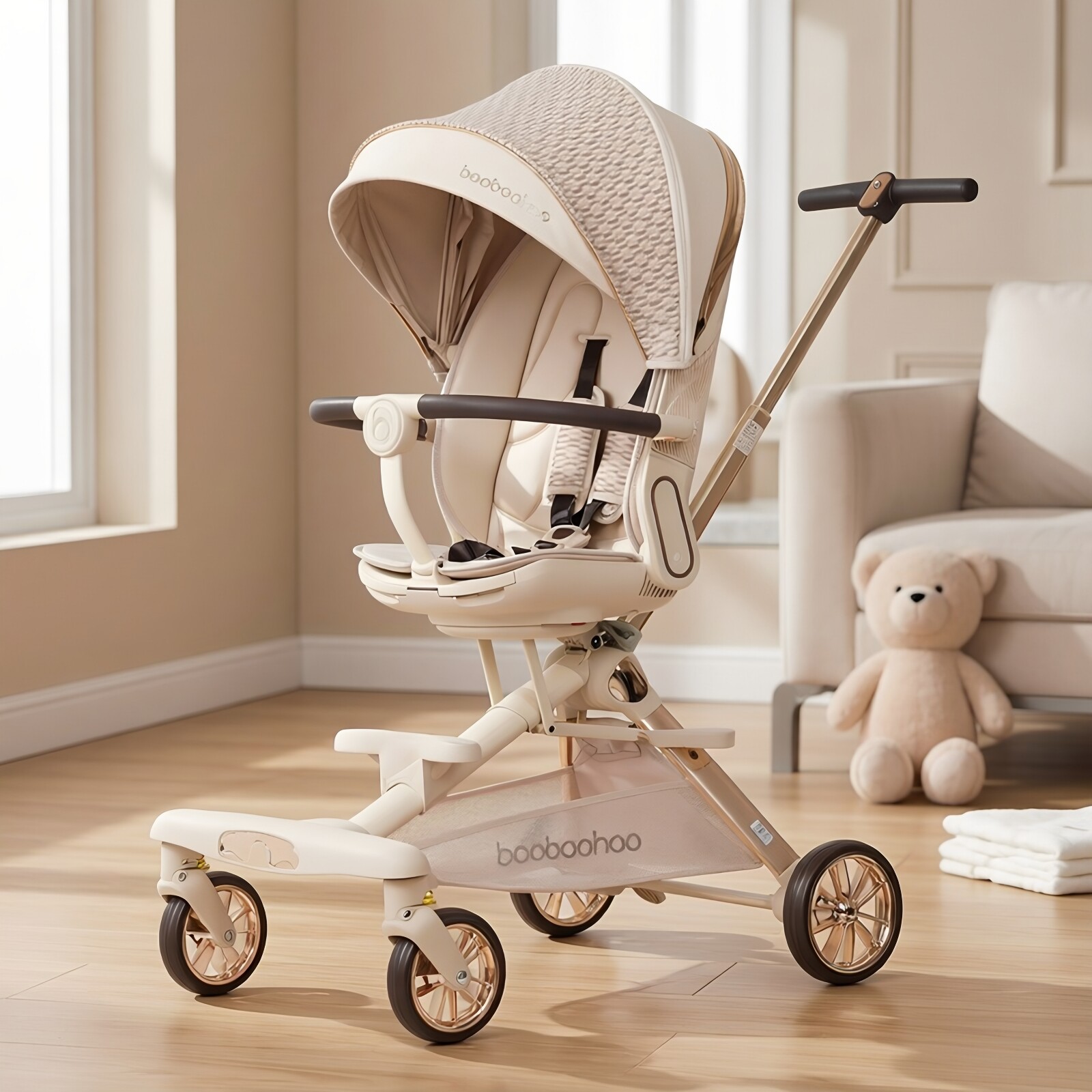 宝宝好V16-plus遛娃神器轻便可折叠婴儿车可坐躺双向高景观溜娃车