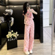 粉色感洋气显瘦上衣阔腿裤 女夏2025新款 套装 今年流行休闲时尚