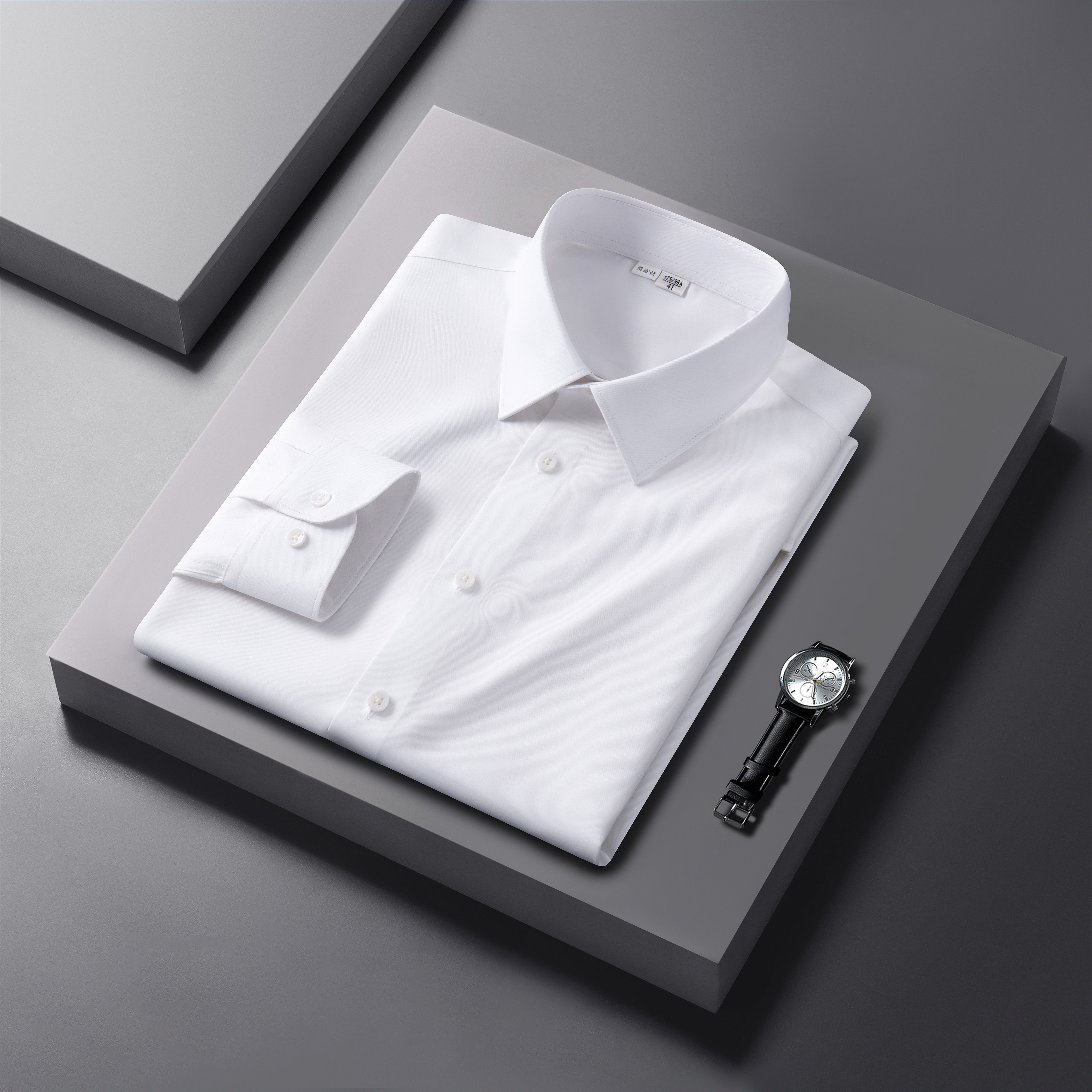 七多【桑蚕丝】白色衬衫男外套衣服秋冬季新款舒适款高档休息衬衣