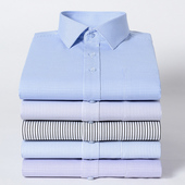 男长袖 商务休闲蓝色格纹工装 寸衫 衬衫 中青年上班工作服男士 衬衣