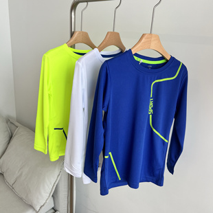 薄款网眼防晒速干衣男童长袖T恤训练服篮球足球运动衣跑步打底衫