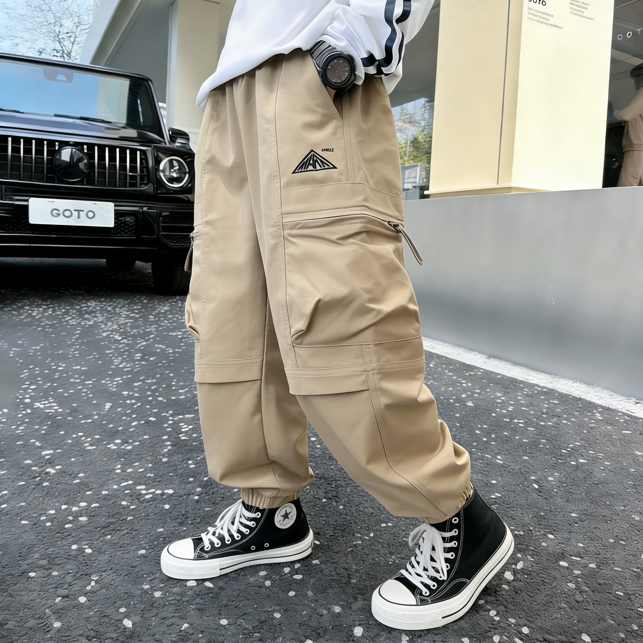 春夏童装宽松中大童童装儿童多袋裤单层梭织棉布长裤休闲裤子