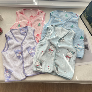 韩单童装 珊瑚绒保暖背心马甲中小童男女童打底衫童装冬校服神器