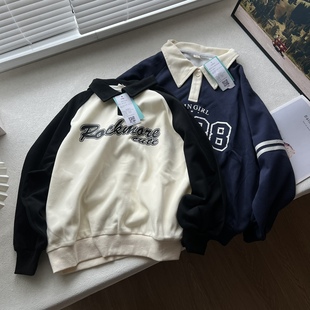秋装童装字母中大童男童女童新款儿童翻领童装卫衣上衣 100-170