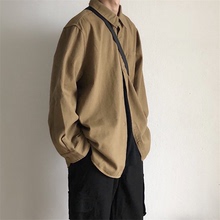 美式复古中性男女春秋新款衬衫复古水洗翻领less帅休闲夹克潮外套