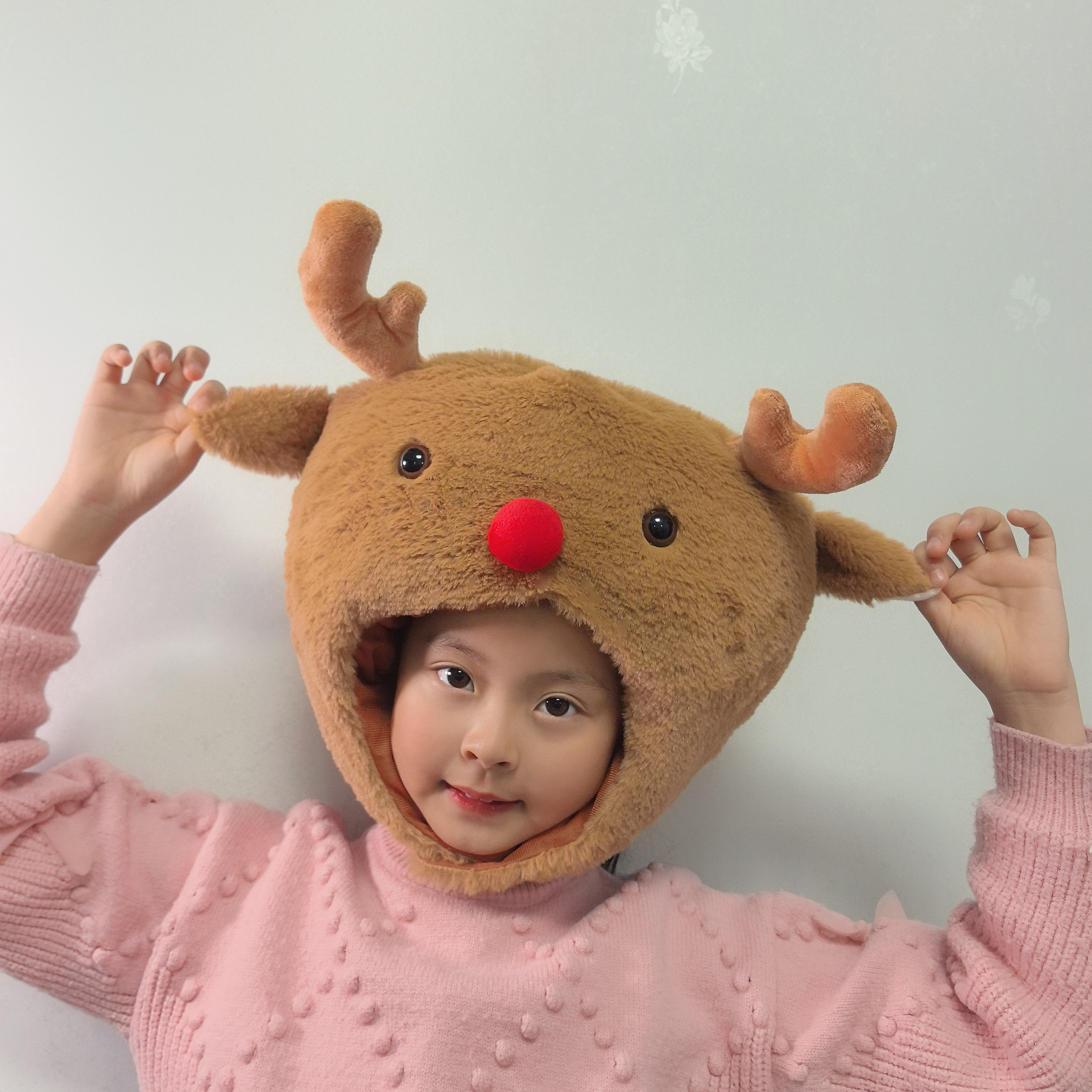 卡通搞怪卖萌ins圣诞节麋鹿驯鹿帽子头套儿童网红抖音拍照道具