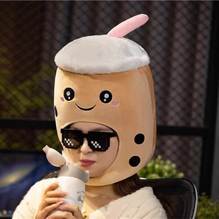 新品ins可爱搞怪饮料啤酒奶茶头套帽子简约创意儿童表演拍照道具