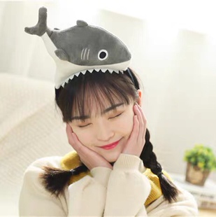 鲨鱼发箍女洗脸束发带网红可爱外戴搞怪卡通头箍发捆发卡压发发夹