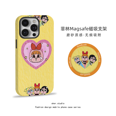 适用苹果16pro手机壳CRYBABY磁吸iPhone17女款15promax新款飞天女警哭娃卡通12可爱14全包13支架11pm保护套潮