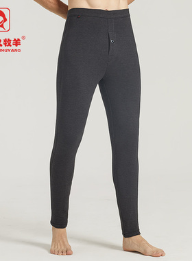 久牧羊棉裤男冬季加厚加绒保暖裤高腰修身打底裤德绒羊毛裤N007