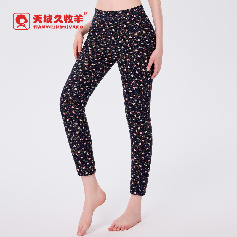 天域久牧羊加厚女士花色妈妈羊毛保暖裤K897