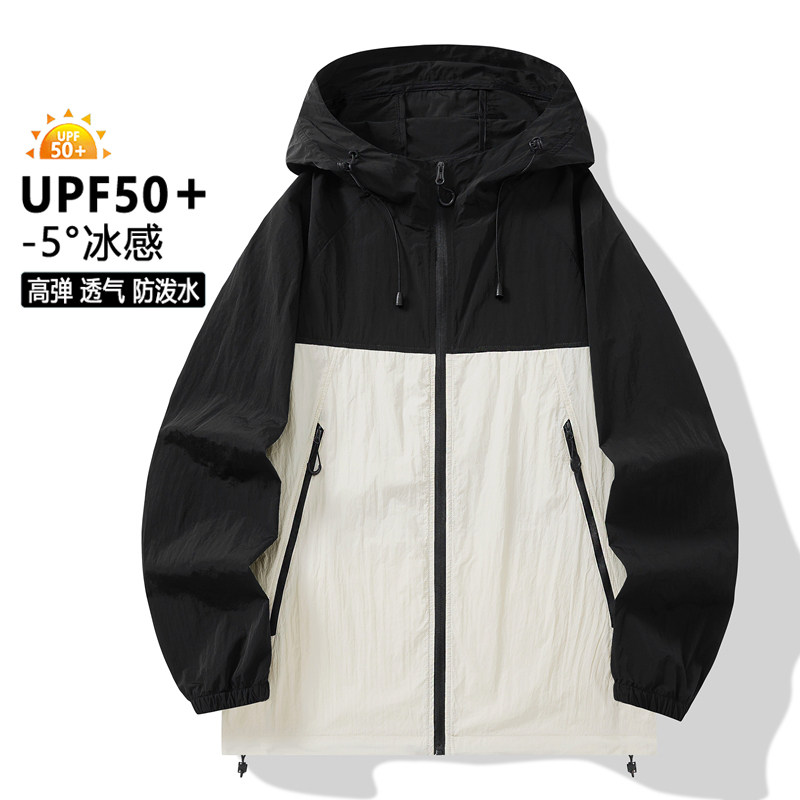 GENIOLAMODE夏季轻薄款防晒衣男UPF50+冰丝速干户外山系冲锋外套,男装夹克,电商A010