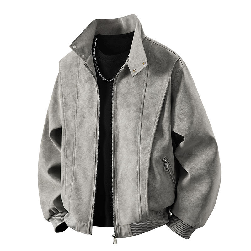 得物品质休闲皮夹克飞行服皮衣男防外套2581特P66,男装夹克,电商A010