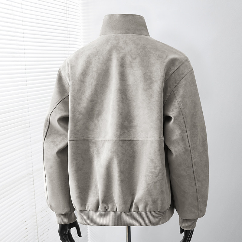 得物品质休闲皮夹克飞行服皮衣男防外套2581特P66,男装夹克,电商A010