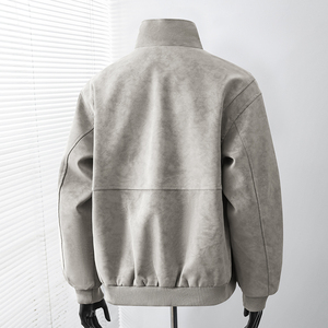得物品质休闲皮夹克飞行服皮衣男防外套2581特P66图片