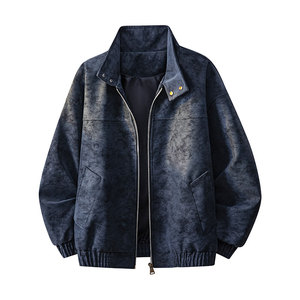 得物品质休闲皮夹克飞行服皮衣男防外套730特P58图片