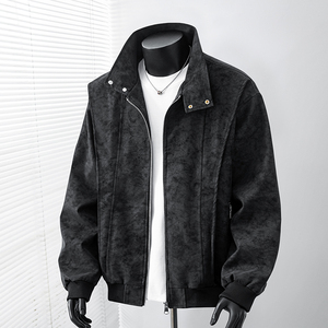 得物品质休闲皮夹克飞行服皮衣男防外套2581特P66图片