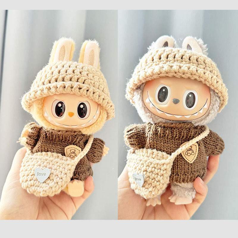 现货17cm拉布布针织娃衣  一代二代labubu衣服毛绒公仔娃衣配件