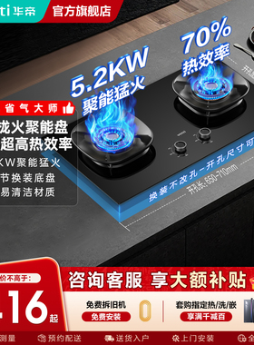 华帝燃气灶i10309煤气灶双灶家用天然气液化气猛火炉灶官方旗舰店