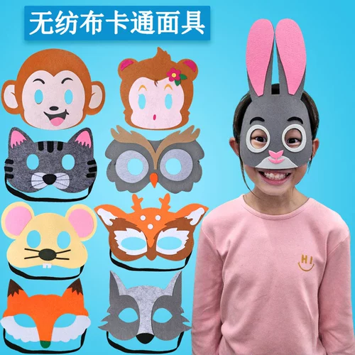 Детская флисовая маска, кролик из нетканого материала, лиса, енот