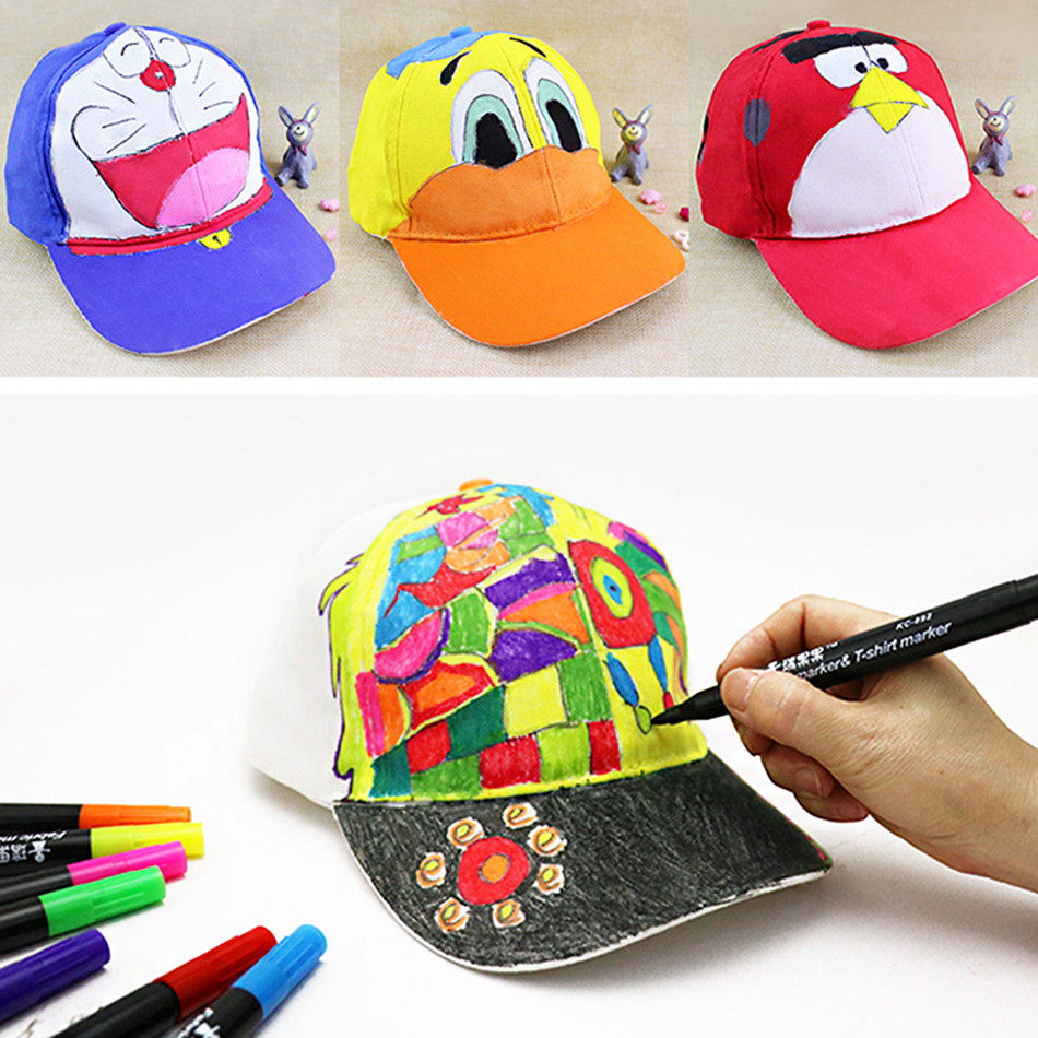 白色绘画帽子鸭舌帽空白手绘涂鸦画画DIY创意美术材料白胚帽