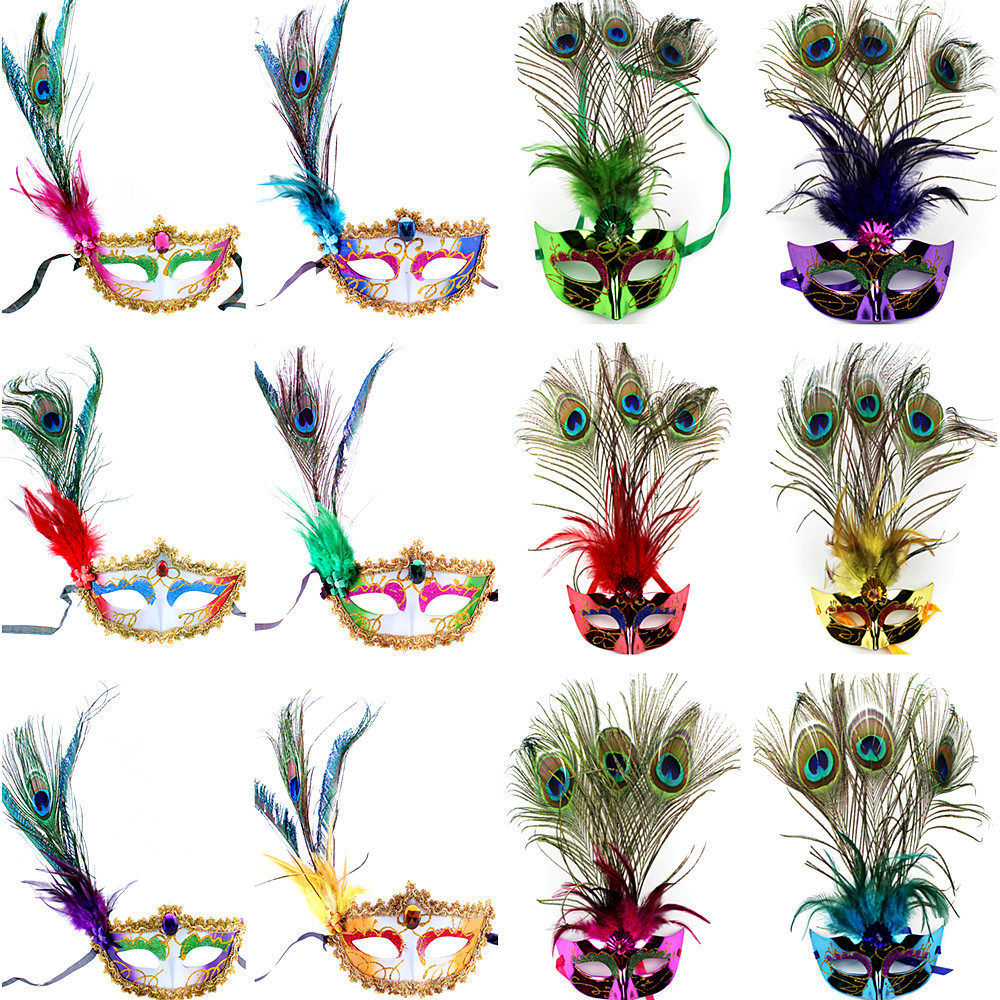1林芳38g万圣节威尼斯派对舞会化妆舞会面具走秀面具孔雀羽毛面具