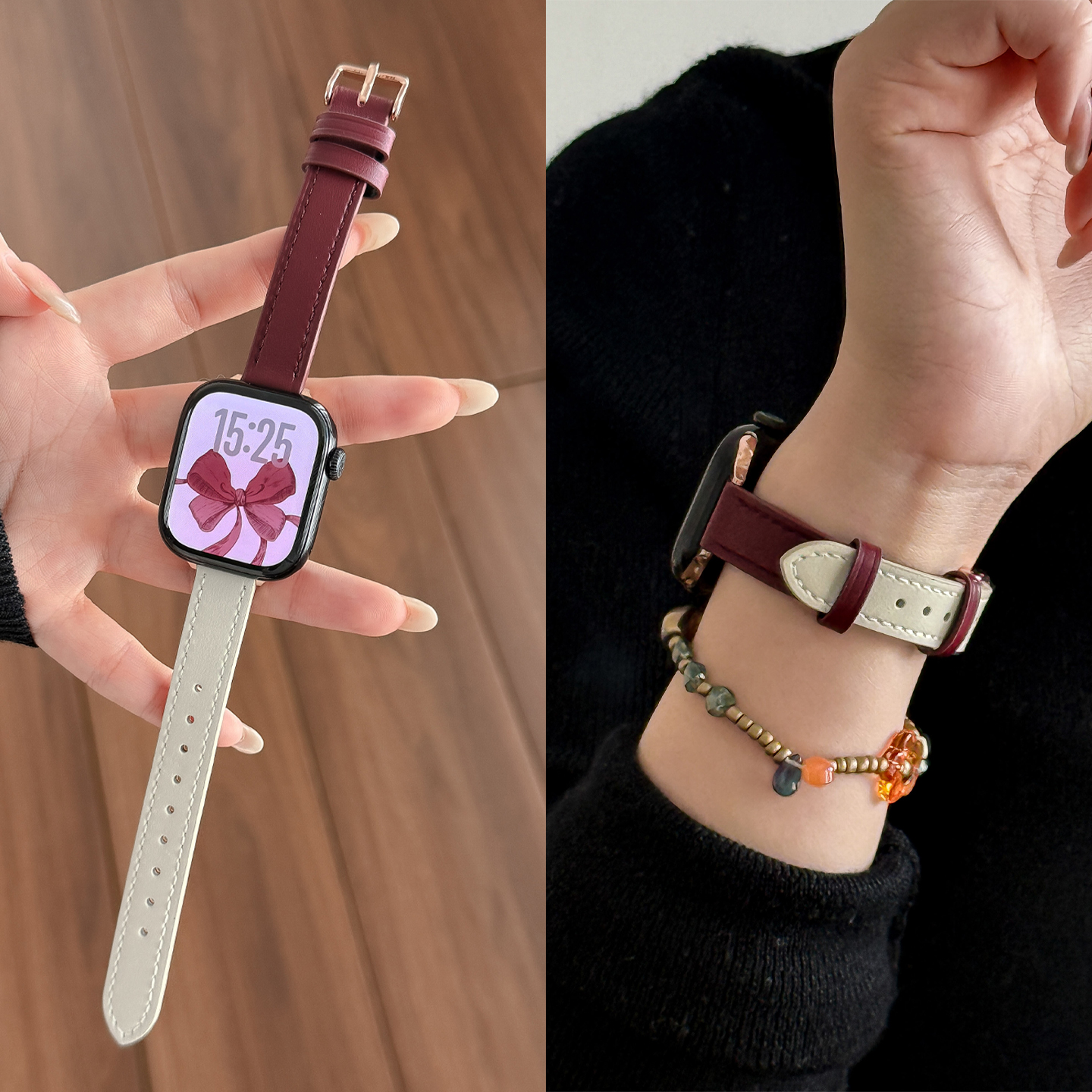 新年iwatchs11安哥拉红真皮表带